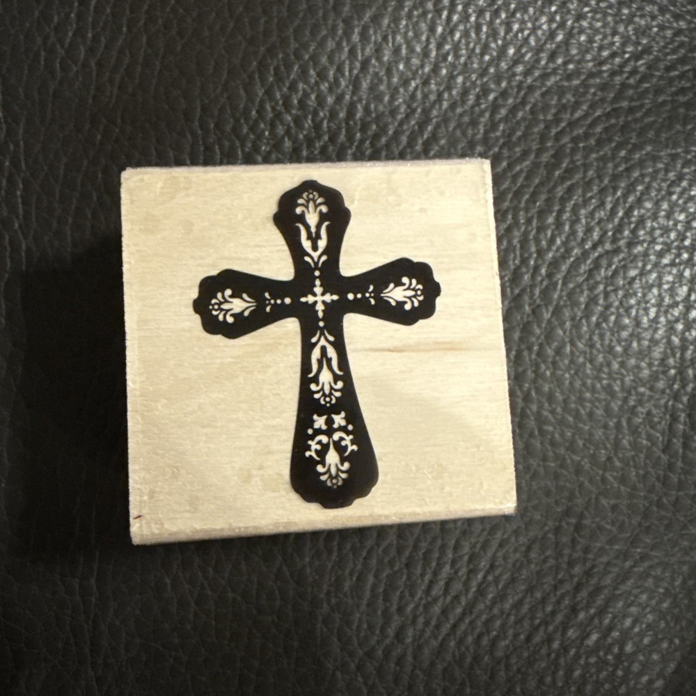 Brand New Vintage Craft Smart Wooden Rubber Stamp "Cross Religious Stamp"